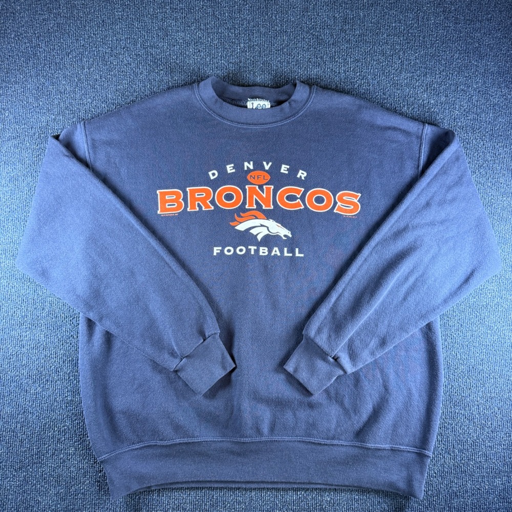 Lee Sport Denver Broncos NFL Football Crewneck Sweatshirt Navy‎ Blue Mens XL